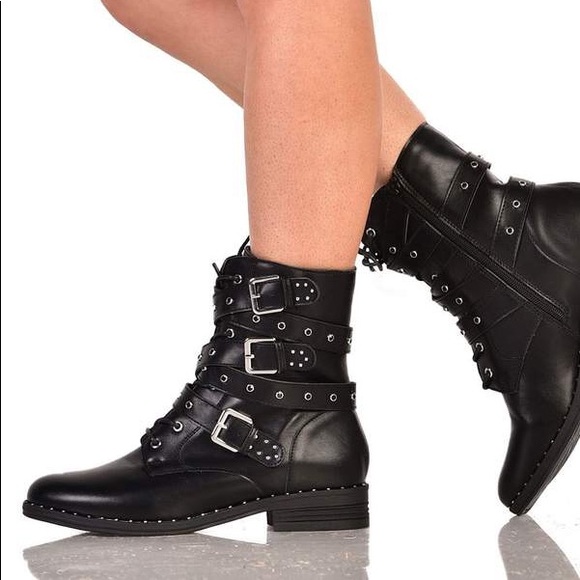 strappy combat boots